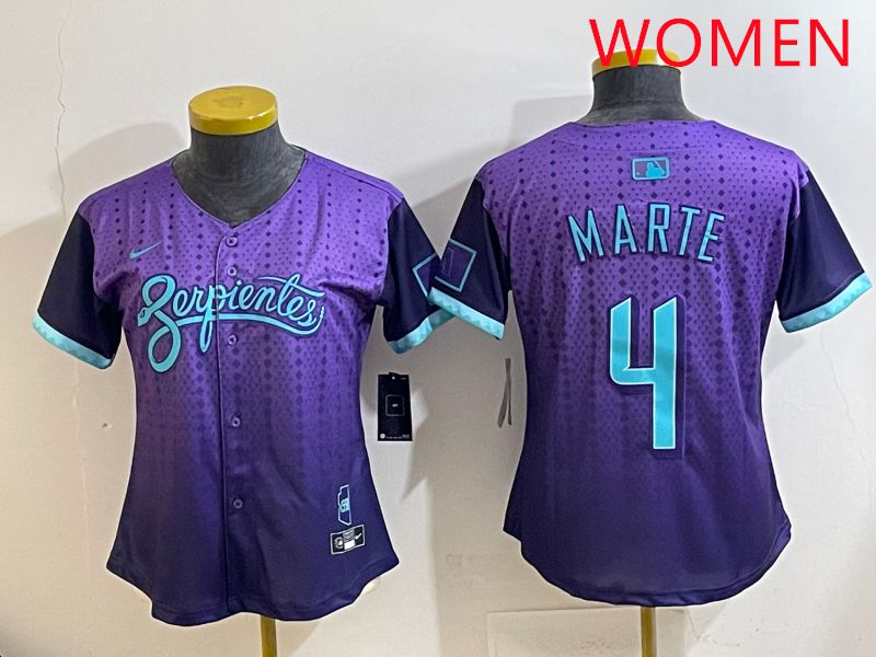 Women Arizona Diamondback #4 Marte Purple Joint Name 2025 Nike MLB Jersey style 31